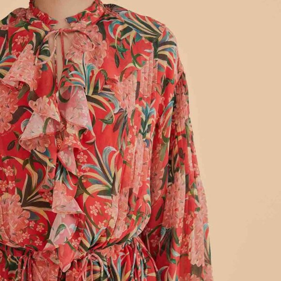 FARM RIO Red pineapple bloom v neck mini dress *flawed* - Picture 3 of 12